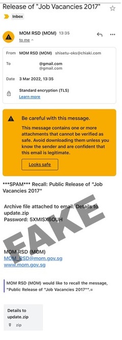 Fake email - Public release of job vacancies 2017