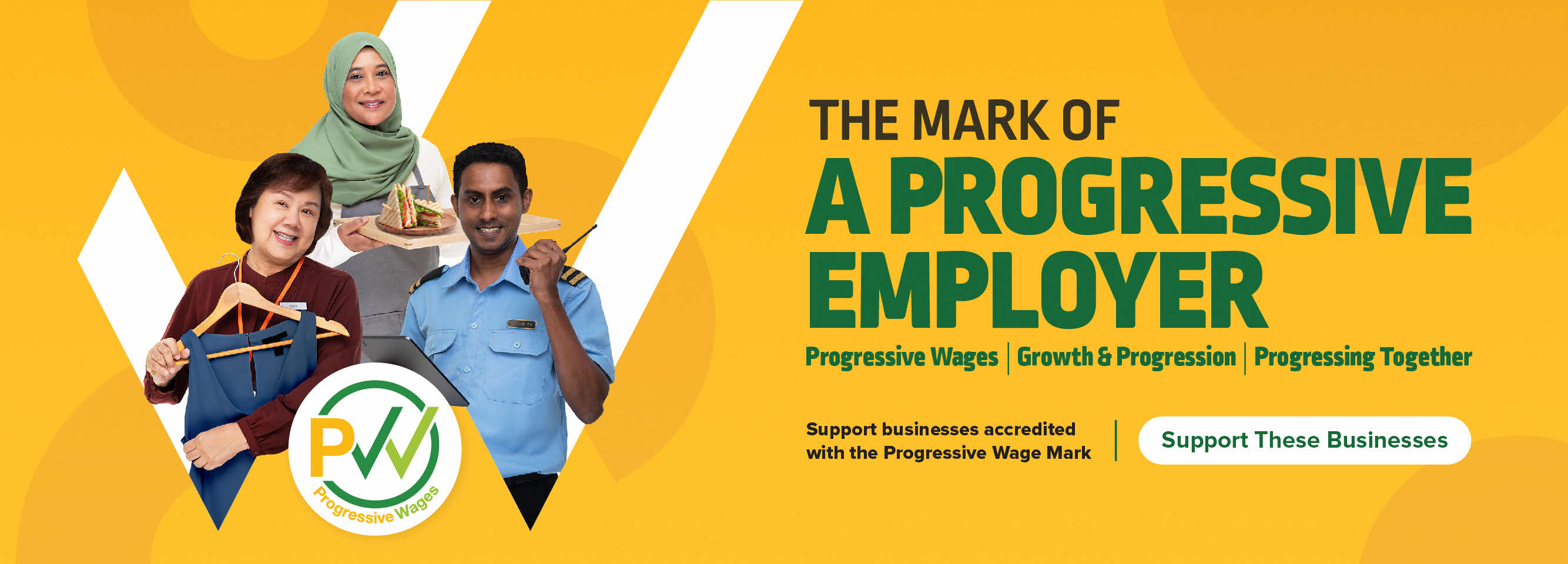 Progressive Wage Mark banner - The mark of a progressive employer
