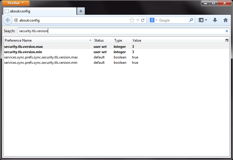 Enable Transport Layer Security (TLS) 1.2 in Firefox