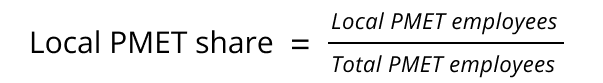 formula for share of firm's local PMETs