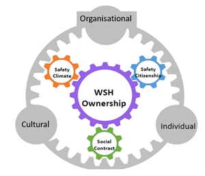 An employee centric model made up of multi-levels of WSH ownership at the individual, cultural and organizational level was conceptualised